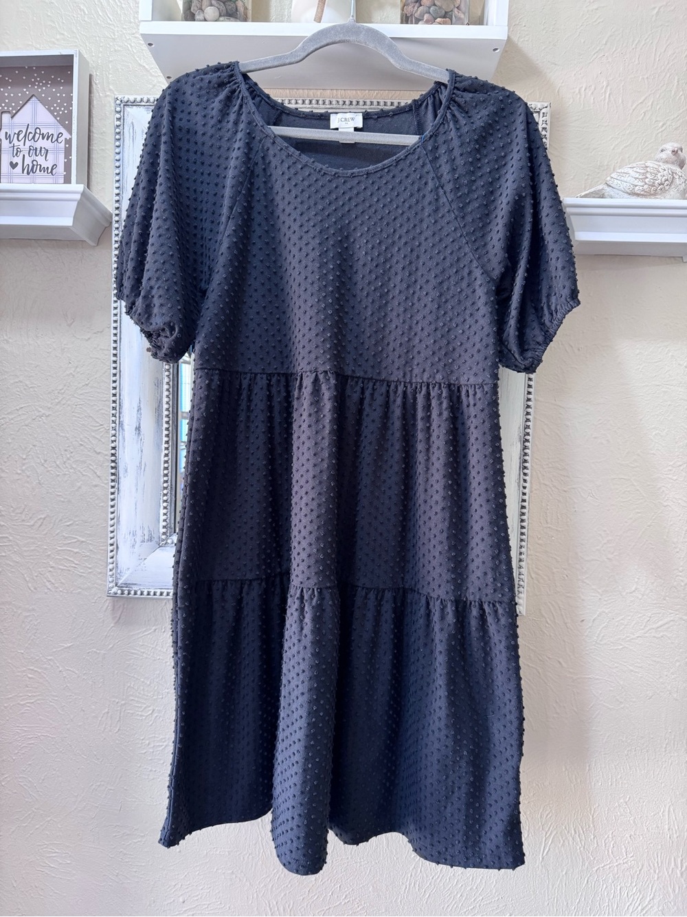 J. Crew Black Swiss Dot Tiered Mini Dress Sz XS